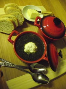 Stinging Nettle Soup with Minted Sour Cream